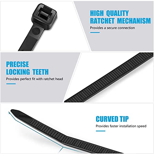 Zip Ties 14 inch (1000 Pack), Black, 50lb Tensile Strength, UV Resistant Cable Ties for indoor and outdoor by SKALON - size: 14" (1000 Pack)