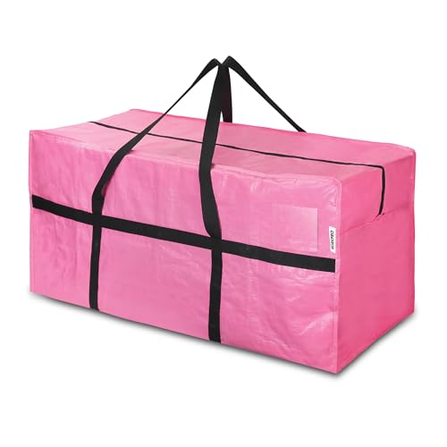 WORKPRO 1-Pack 66 Gallon Extra Large Moving Bags with Zippers & Carry Handles, Heavy-Duty Storage Totes, 45" x 16" x 22", Holds Up to 110 lbs, for Moving, Dorm Move-In & Storage Organization, Pink - style: 1 Pack