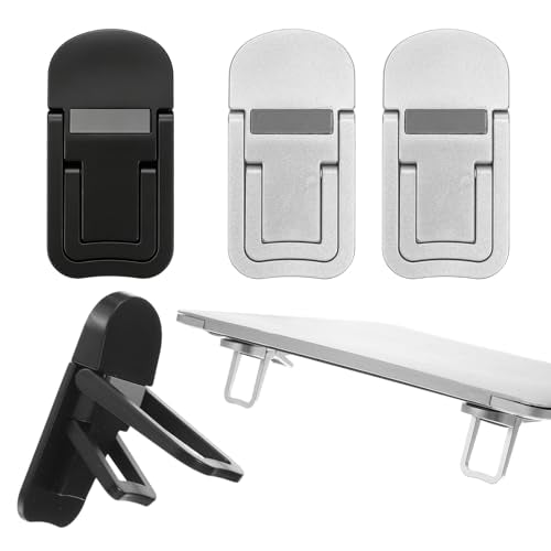 4 Pcs Keyboard Riser Tilt, ABS Keyboard Legs with Dual Angle Adjustment, 2.36x1.22 Inch Foldable Keyboards Tilt Stand for Laptop & Desktop, Black & Silver