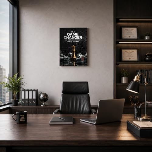Inspirational Wall Art Be A Game Changer The World Is Already Full of Players Wall Decor International Chess Motivational Poster Canvas Painting Prints Wall Pictures for Home Decor Framed - size: 12"L x 16"W
