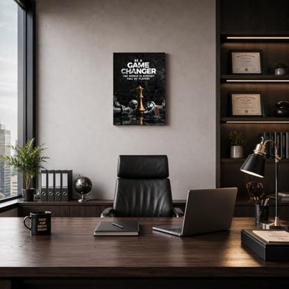 Inspirational Wall Art Be A Game Changer The World Is Already Full of Players Wall Decor International Chess Motivational Poster Canvas Painting Prints Wall Pictures for Home Decor Framed - size: 12"L x 16"W
