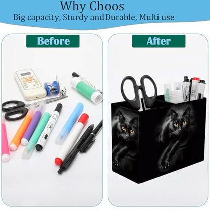 Pen Holder and Anti-Slip Mouse Pad Combination, Makeup Brush Storage Box, Tableware Storage Box, Suitable for Office and Home - Cat - color: Cat