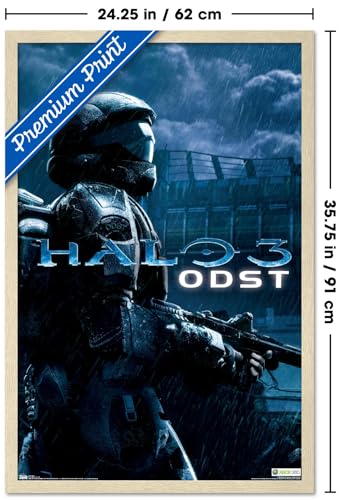 Halo: ODST - Key Art Wall Poster, 34L" x 22.4W", Blonde Framed Version - color: Blonde Framed Version, size: 34"L x 22.4"W