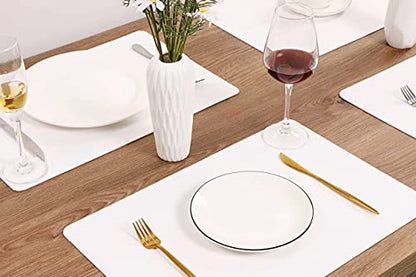 Wipeable Placemats Leather Table Mats Waterproof Heat-Resistant Easy to Clean for Dining Table Set Kitchen Table (4, White) - color: White, size: set of 4