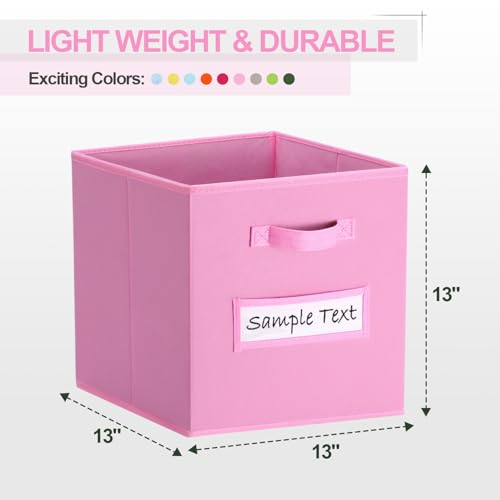 13x13 storage cube bins (Set of 10) Foldable Fabric storage cubes with 10 Labels Window Cards & a Pen,13 inch cube storage bins,Closet Organizers for Shelves,Cubby Organizer Boxes,Light Pink - color: Light Pink, size: 13"