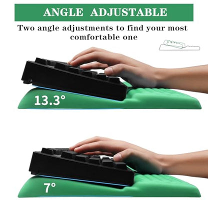 Computer Keyboard Stand Pad with Wrist Rest, Ergonomic Comfy Tilted Keyboard Stand Riser Holder Pad for Office Home (Green) - color: Green