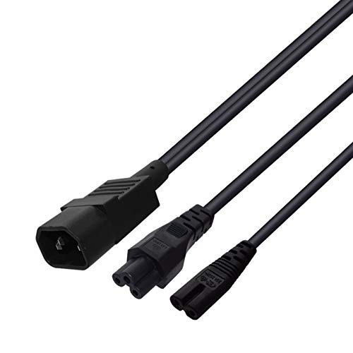 (1FT / 0.32M) IEC 320 C14 Male to C5+C7 Female 1-to-2 Power Splitter Cable, 10A 250V, UL/ETL Listed, Y-Type Power Cord for Monitor, Laptop, Printer, and Dual Devices - color: C14 to C7+C5