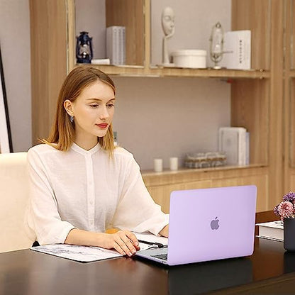 MOSISO Compatible with MacBook Air 13 inch Case M1 2021 2020 2019 2018 Release A2337 A2179 A1932 Touch ID, Plastic Hard Shell Cover&Keyboard Cover for MacBook Air 13.3 inch Case M1, Light Purple - color: Light Purple