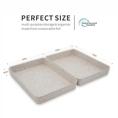 Welaxy 2pc Letter Size Felt File Folder Holder Oatmeal Document Paper Tray - color: Oatmeal