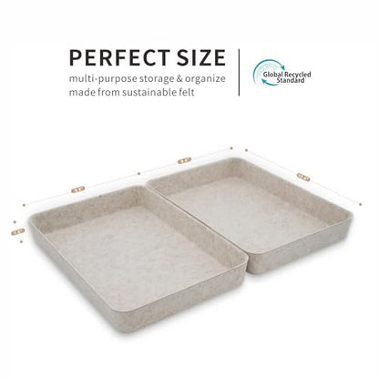 Welaxy 2pc Letter Size Felt File Folder Holder Oatmeal Document Paper Tray - color: Oatmeal