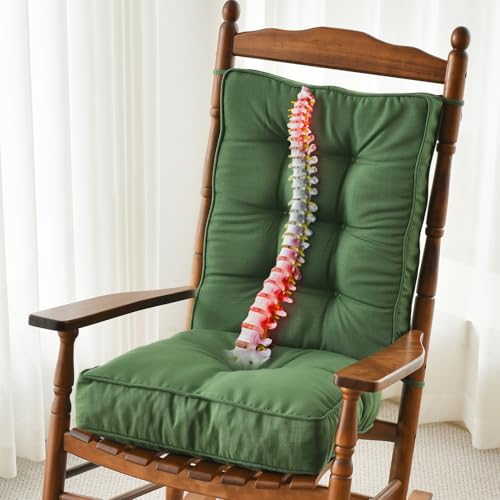 SUNROX Memory Foam Non Slip Rocking Chair Cushion, FadeShield Water Resistant Thicken Durable Tufted Pads, Set of Seat & Back Cushion with Ties for Indoor/Outdoor Rocker, 2 Piece, Army Green - color: Army Green