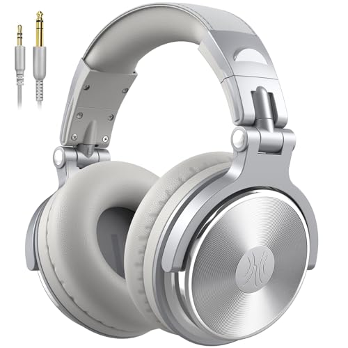 OneOdio Wired Over Ear Headphones Studio Monitor & Mixing DJ Stereo Headsets with 50mm Neodymium Drivers and 1/4 to 3.5mm Jack for AMP Computer Recording Podcast Keyboard Guitar Laptop - Silver - color: Silver