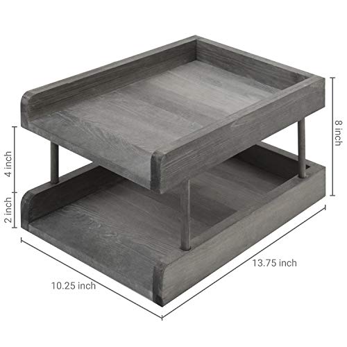 MyGift 2-Tier Rustic Gray Wood Paper File Organizer in and Out Tray/Office Desktop Document Holder Rack - color: Rustic Gray