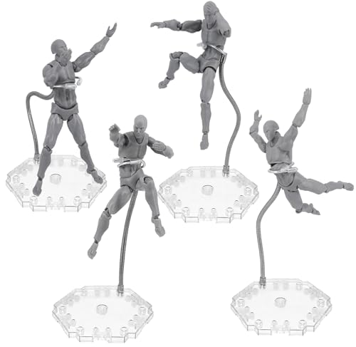 Flexible Assembled Action Figure Stand,Action Figure Display Holder Stand Base,Compatible with HG RG SD SHF Gundam 1/144 Toy,Doll Model Support Stand (4 Pack Clear) - color: 4 Pack Clear