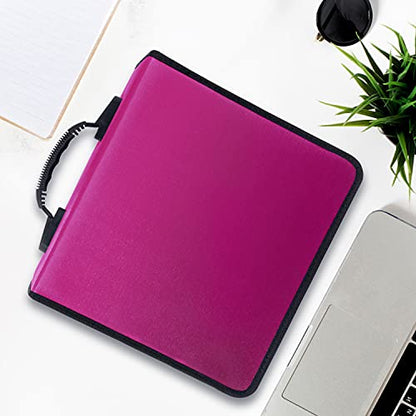 Siveit CD/DVD Binder, CD DVD Case Holder Binder 400 Capacity CD/DVD Wallet Storage Booklet Album Box (White Binder, Rose) - color: Rose, size: White binder