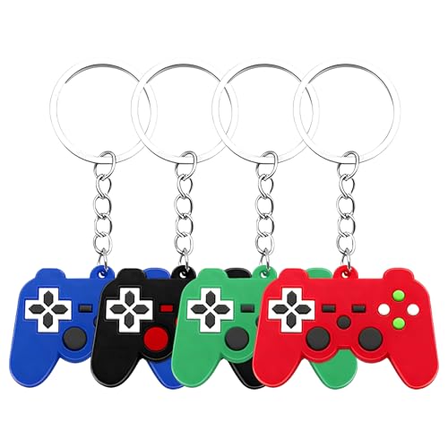 4PCS Video Game Controller Keychain, Mini Cute Gaming Handle Keyring, Game Controller Car Key Fob for Men Women - color: 4 Pcs