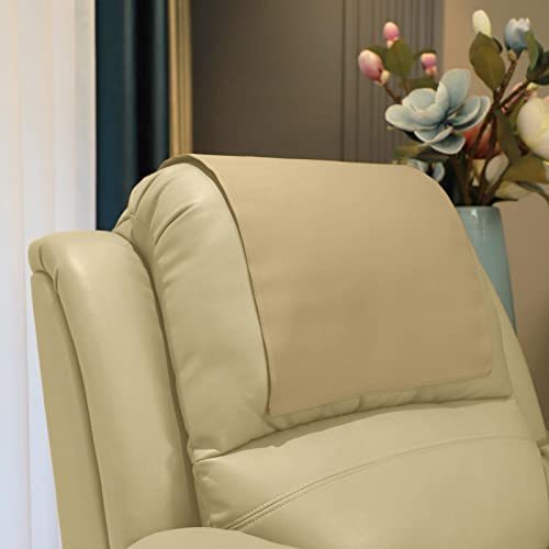 Premium Headrest Cover for Recliner Chair, Flame Retardant Faux Leather Recliner Headrest Protector, Wear Resistant Recliner Headrest Cover for Office Chair Theater Seat, 16W*27L, Sand - color: Sand