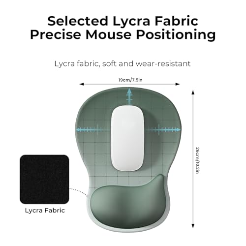 EooCoo Ergonomic Mouse Pad with Gel Wrist Rest Support Middle Concave Design, Relieve Wrist Pain Mousepad, Non-Slip Base for Laptop, Computer, Office Desk Accessories, Carpal Tunnel Syndrome - color: Green