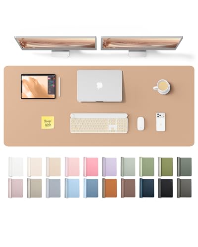 YSAGi Leather Desk Pad Protector, Office Desk Mat, Large Mouse Pad, Non-Slip PU Leather Desk Blotter, Laptop Desk Pad, Waterproof Desk Writing Pad for Office and Home (Latte,55" x 17.2") - color: Latte, size: 55" x 17.2"