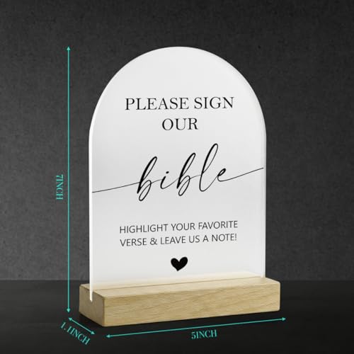 Bible Wedding Guest Book Sign Please Sign Our Bible for Wedding Engagement Bridal Shower Decor Ceremony Party Reception Table Desk Frosted Acrylic Decor 5x7 Inch - color: Bible Guestbook