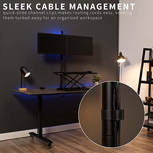 VIVO Dual Monitor Stand Up Desk Mount Extra Tall 39 inch Pole, Fully Adjustable Stand for up to 27 inch Screens, Black, STAND-V012 - size: 13" - 27" screens