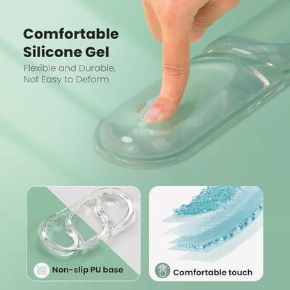 O.T.M Wrist Rest Support for Mouse Pad & Keyboard Set, Circle Ergonomic Mousepad & Coaster with Silicone, Non-Slip Base, Clear