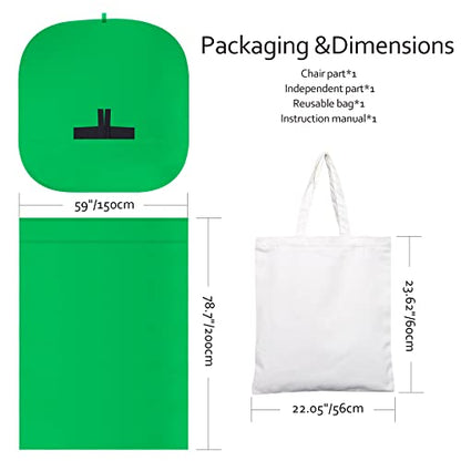 Portable Green Screen Chair, 59 in Greenscreen Backdrop with Stand Double Sided Foldable Green Background, Chroma Key, for Video Chats and Meetings, Photography, Photo Zoom, Streaming Games