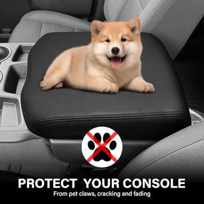 Center Console Armrest Cover for 2019+ Chevy Silverado/GMC Sierra Jump Seat | 2026 Silverado Armrest Lid Anti-Scratch Protector Cover, Split-Bench Seat ONLY, Soft Leather Arm Rest Cushion Pad + 1 Brush - color: For 2019+ Silverado/Sierra-Jump Seat