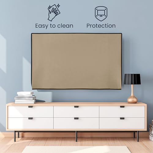 kwmobile Indoor 55" TV Cover – Television Dust Cover Screen Protector – TV Screen Dust Protection – Synthetic Fabric Beige - color: beige, size: 55" TV