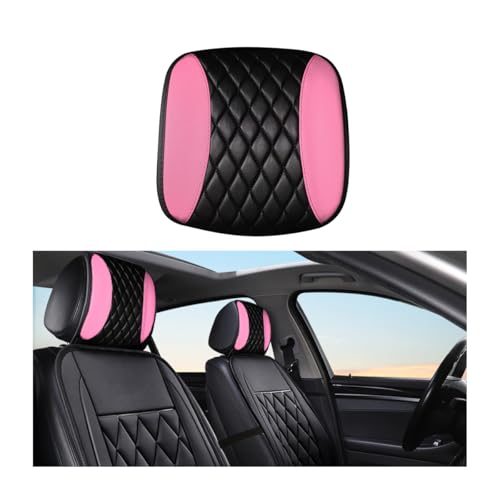 Car Headrest Cover, Soft Leather Dirt-Proof Vehicle Seat Head Rest Protector, Breathable Automotive Interior Protection Dust Covering Accessories, Universal for Most Cars (Pink) - color: Pink