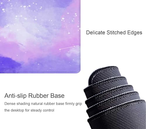 Large Gaming Mouse Pad with Stitched Edges, Cute Stellar in Watercolor Desk Mat, Extended XL Keyboard Pad, Non-Slip Rubber Base Desk Pad for Keyboard and Mouse, 31.5X11.8 inch - color: Cute Stellar in Watercolor