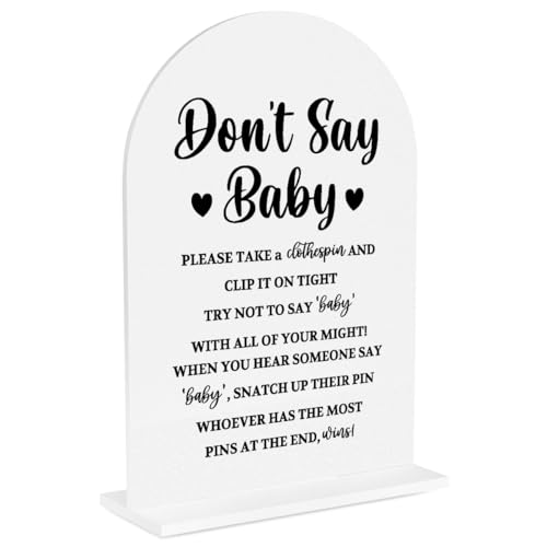 Baby in Bloom Shower Decorations, Gender Reveal Games Party Decorations Don't Say Baby Shower Game Shower Sign, 5x7 Inch Arch Acrylic Signs for Birthday Party Decorations - color: Baby2