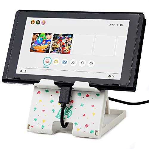 Tscope Foldable Switch Stand for Nintendo Switch/Switch 2/Lite/OLED, Adjustable Compact Portable Holder, Cute Leaf Design Gaming Stand Accessories (White) - color: White