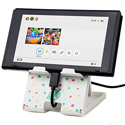 Tscope Foldable Switch Stand for Nintendo Switch/Switch 2/Lite/OLED, Adjustable Compact Portable Holder, Cute Leaf Design Gaming Stand Accessories (White) - color: White