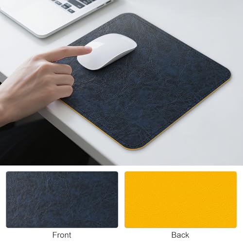 Imitation Crazy Horse Leather Desk Mat - Waterproof Desk Pad - Ideal for Large Mouse Pad and Desk Mats on Top of Desks (Dark Blue+Yellow, 11"*8") - color: Dark Blue+yellow, size: 11" x 8"