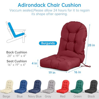 Adirondack Chair Cushion Waterproof Rocking Chair Cushion, Tufted High Back Patio Chair Cushions with Anti-Slip Ties for Rocking Chairs,Adirondack Chair,Patio Furniture (Burgundy) - color: Burgundy