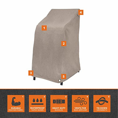 Modern Leisure Garrison Stackable/High Back Bar Chair Cover - Weather-Resistant Fabric - Outdoor Furniture Protection Perfect for Patio, Deck, and Porch - 27" L x 27" W x 49" H - Sandstone - color: Sandstone