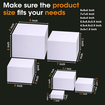 6 Pcs White Buffet Risers and Stands, Food Risers for Buffet Table, Display Stand Shelf for Party, Catering, Jewelry & Collectibles, White Acrylic Nesting Boxes for Food Display - color: White