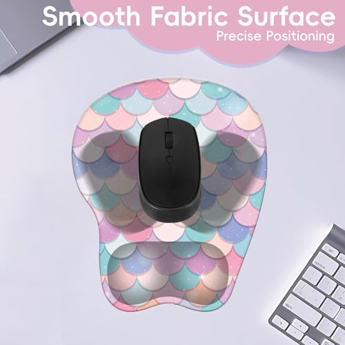 Mouse Pad with Wrist Rest Ergonomic Mouse Pad with Comfortable M-Shape Pain Relief Wrist Support Non-Slip PU Base Mousepad for Laptop, Office & Home (Candy Mermaid) - color: Candy Mermaid