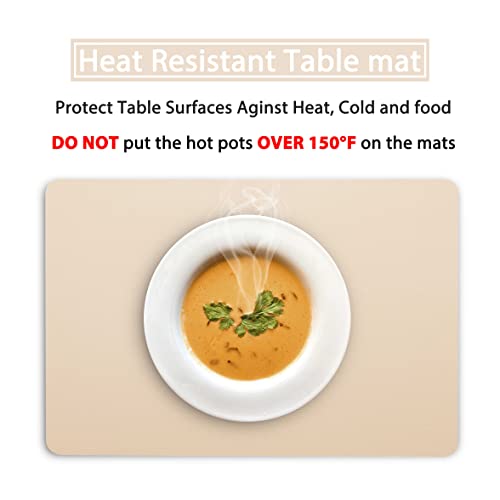 Wipeable Placemats Leather Table Mats Waterproof Heat-Resistant Easy to Clean for Dining Table Set Kitchen Table (2, Buff) - color: Buff, size: set of 2