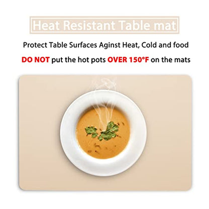 Wipeable Placemats Leather Table Mats Waterproof Heat-Resistant Easy to Clean for Dining Table Set Kitchen Table (2, Buff) - color: Buff, size: set of 2