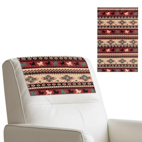 Aztec Horse Non Slip Headrest Cover, Leather Furniture Slipcovers, Waterproof Fitted Headrest Protector for Recline Chair, Easy to Clean, 2 Packs - color: Aztec Horse