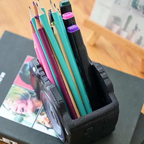 Camera Desk Decor Valentines-Day Gift - Bookend Shelf Decor Makeup Brush Holder, Aesthetic Desk Accessories Supplies Holders Organizer for Office Stationary Birthday Anniversaries Graduation Gift