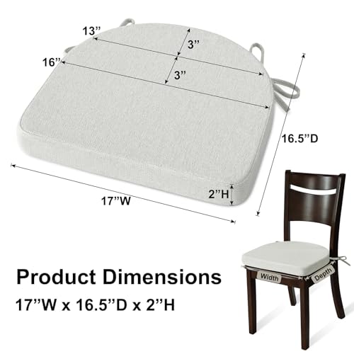 Shinnwa Kitchen Chair Cushions, Non-Slip Dining Chair Cushions with Ties and Machine Washable Cover, 17 x 16.5 x 2in, Off White - color: Off White