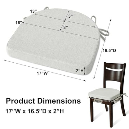 Shinnwa Kitchen Chair Cushions, Non-Slip Dining Chair Cushions with Ties and Machine Washable Cover, 17 x 16.5 x 2in, Off White - color: Off White