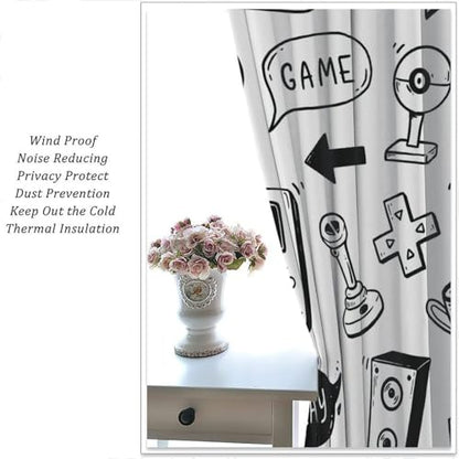 Video Game Curtains, Kids Computer Gamepad Print Pattern Window Drapes for Boys Girls Bedroom Nursery Baby Playroom 42" W X 45" L - color: Gamepad-9, size: 21"W x 45"L (Pack of 2)