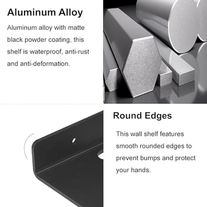 Small Floating Shelf –3mm Thick, 6.5 inch, Metal Wall Shelf, Metal Floating Shelves for Echo, Cameras, Small Speaker - color: Black 1 Pcs