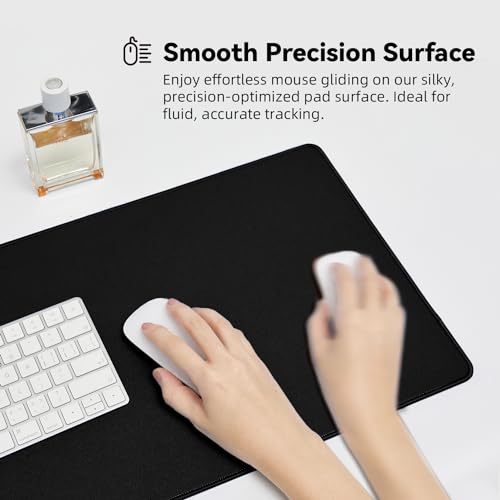 Reniteco Large Gaming Mouse Pad with Durable Stitched Edges, Non-Slip Rubber Base, Black Mousepad Mouse Mat Desk Pad for Home Office Gaming, 35.4''x11.8''x0.12'', Black - color: Black, size: 35.4''x11.8''x0.12"