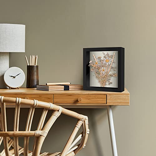 Americanflat 8x8 Shadow Box Frame with Shatter-Resistant Glass - Silhouette Collection - Small Shadow Box Display Case for Tabletop and Wall Display - Black with Soft Felt Back - color: Black, size: 8x8