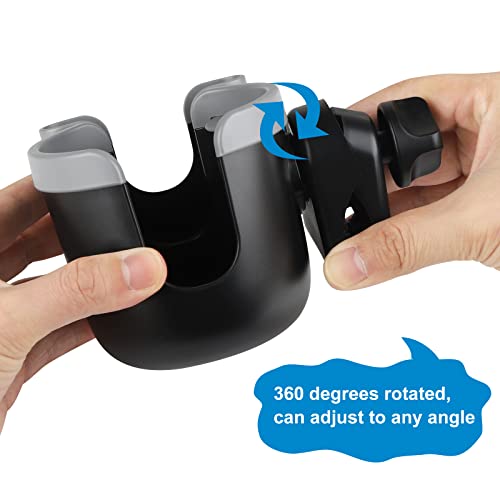 Accmor Stroller Cup Holder with Phone Holder, Bike Cup Holder, Universal Cup Holder for Uppababy Nuna Doona Strollers, 2-in-1 Cup Holder for Walker, Wheelchair, Scooter - color: Mix Grey